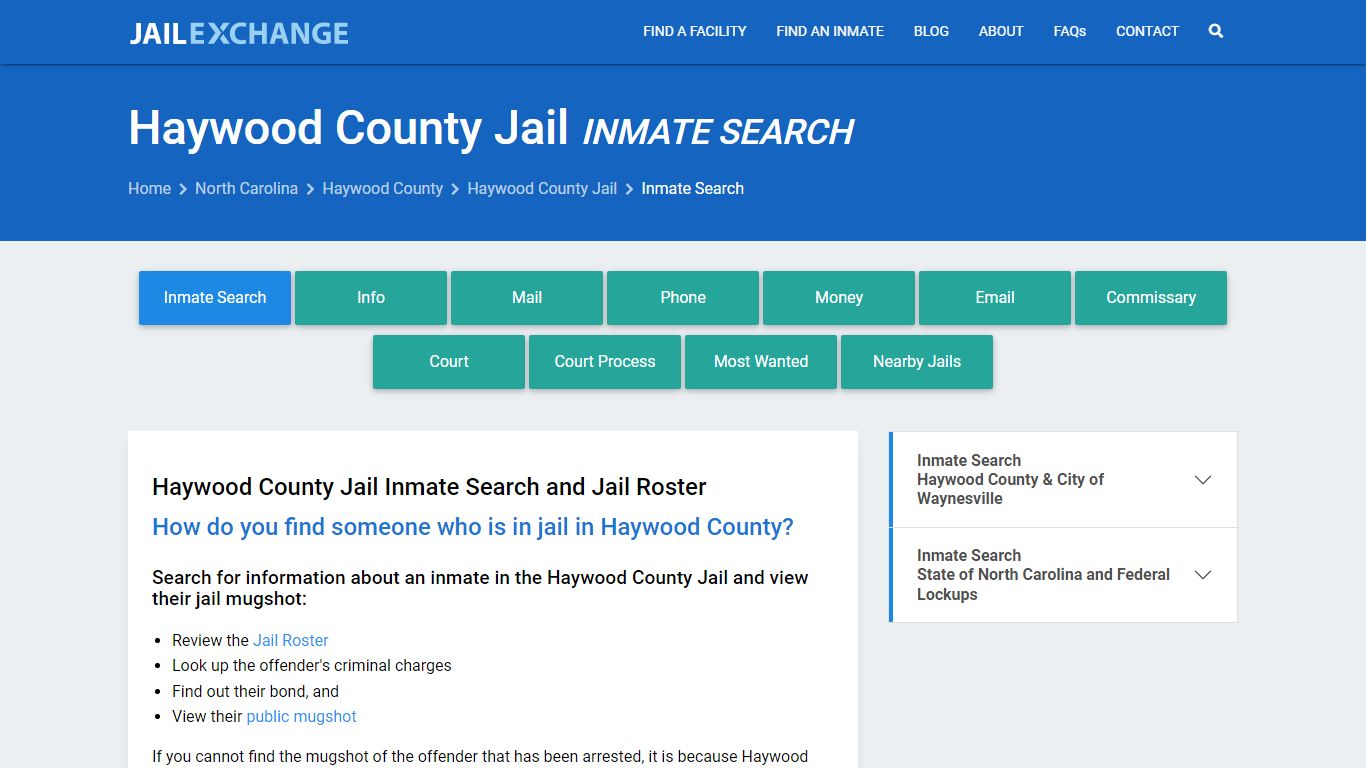 Inmate Search: Roster & Mugshots - Haywood County Jail, NC