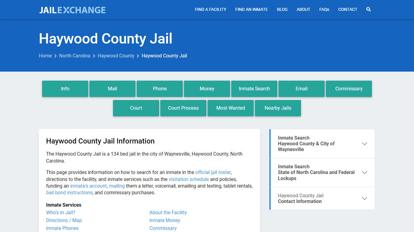 Haywood County Jail, NC Inmate Search, Information